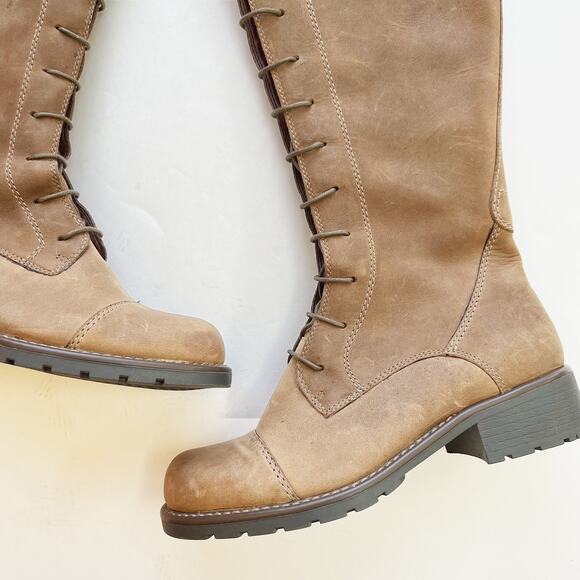 CLARKS Leather Knee High Lace Up Riding Boot - Picture 9 of 10